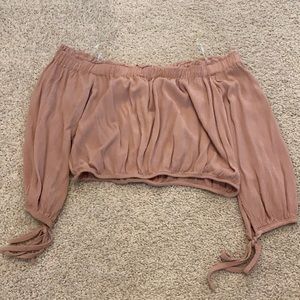 mauve cropped off the shoulder top